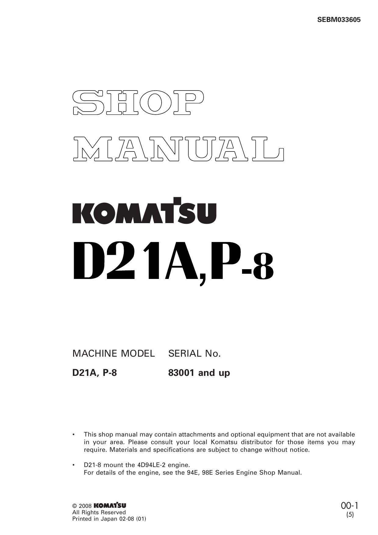 D21A,P-8 Shop Manual